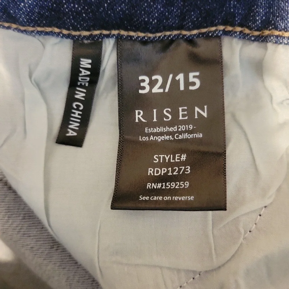 RISEN High Rise Jeans Womens 32/15 Blue Distressed Skinny Denim  Raw Hem  NEW